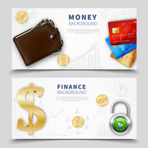 Realistic Money Horizontal Banners vector