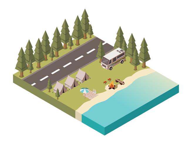 Camp Isometric Design vector