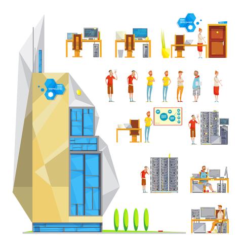 Conjunto de constructores de oficina de TI vector