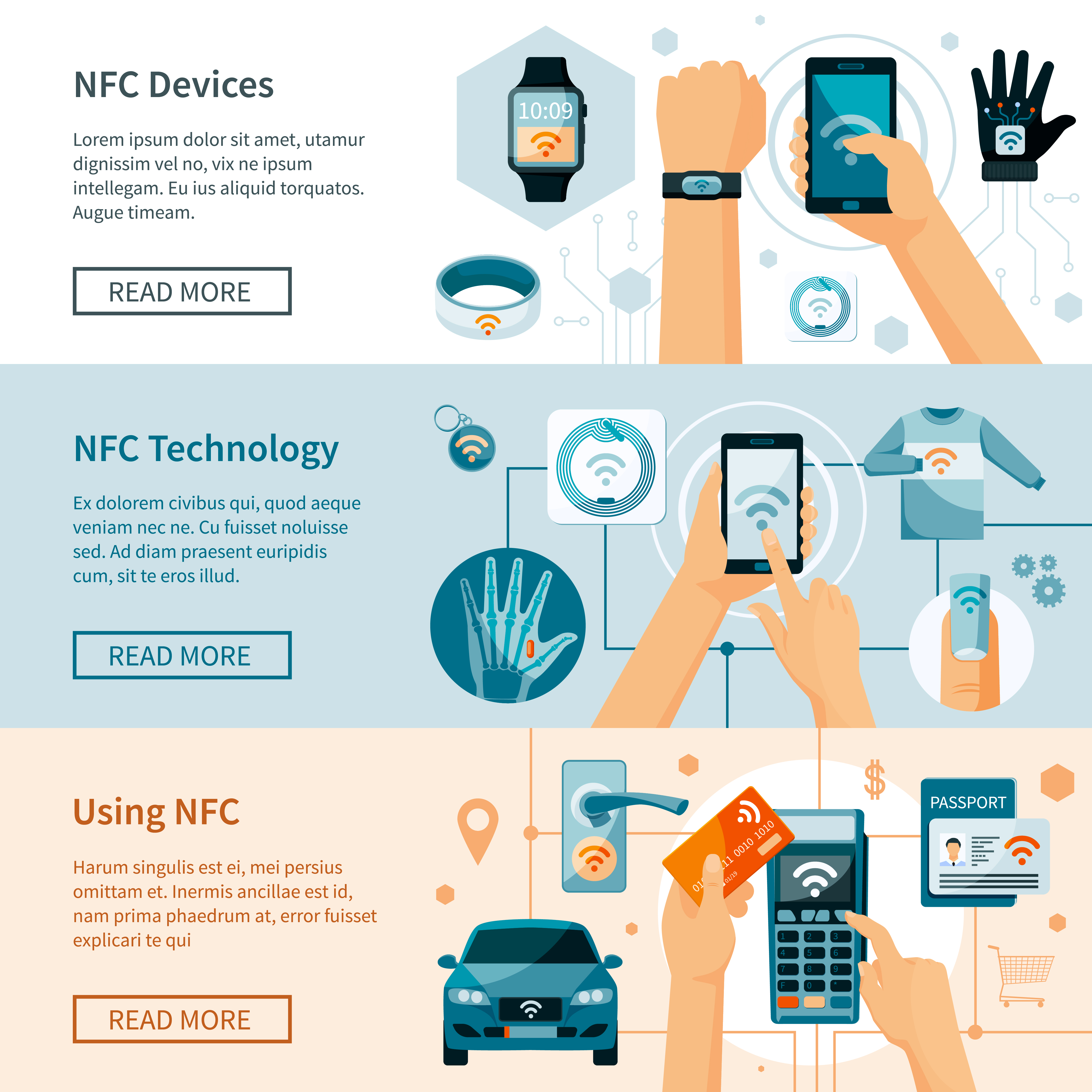 NFC Technology Horizontal Banners Set - Download Free ...