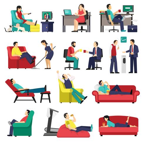 Lazy And Tired People Set vector