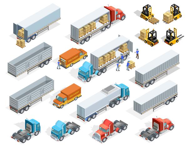 Transportation Isometric Elements Set vector