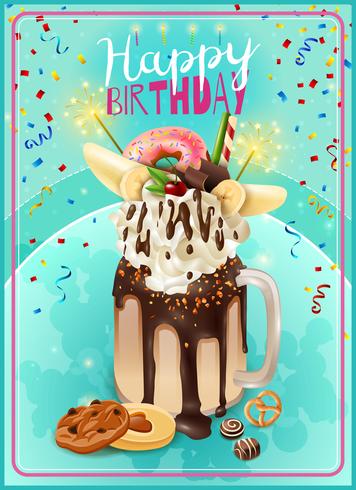 Extreme Freakshake Birthday Party Announcement  Poster  vector
