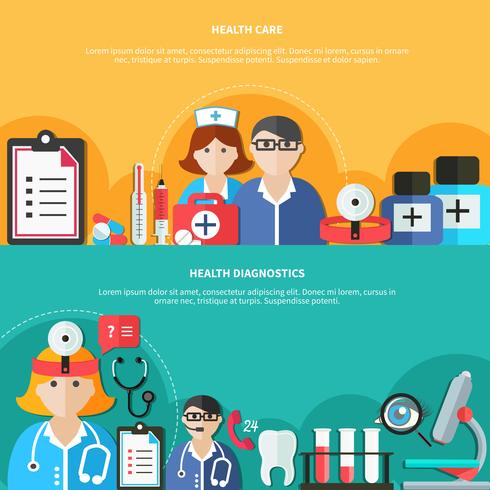 Health Care Flat Banners vector