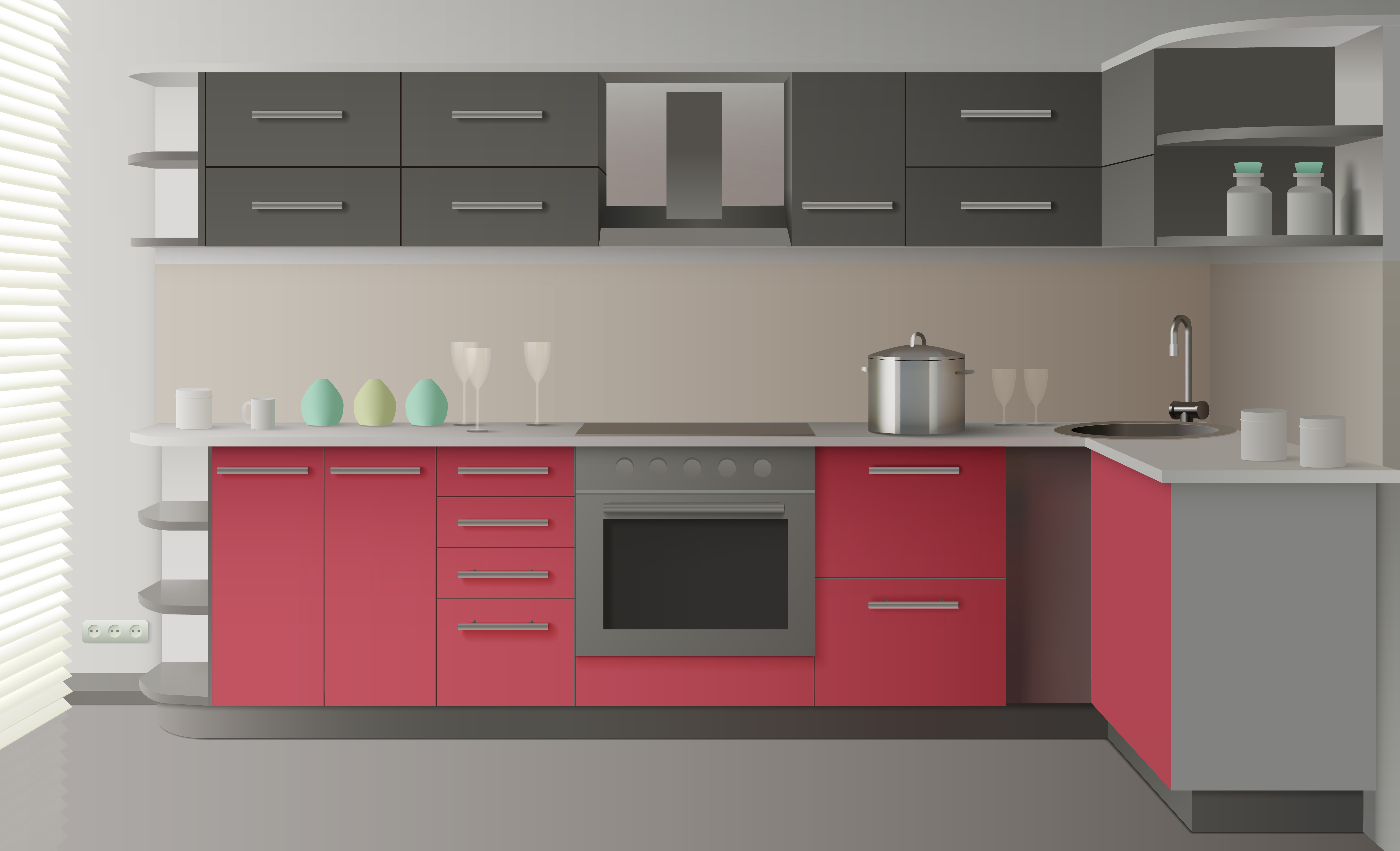 Download Modern Kitchen Interior 482416 Vector Art at Vecteezy