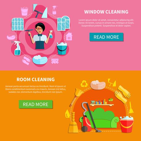 Housecleaning Horizontal Banners Set vector