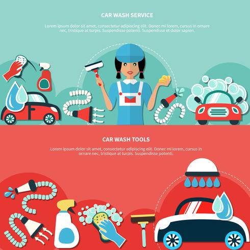 Car Wash Tools Banners vector