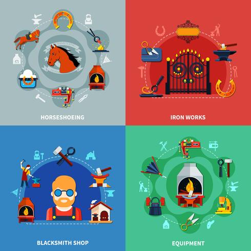 Blacksmith Design Concept Set vector
