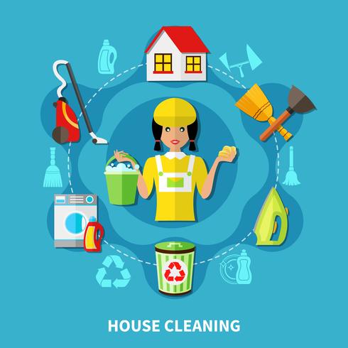 Cleaning House Round Composition vector