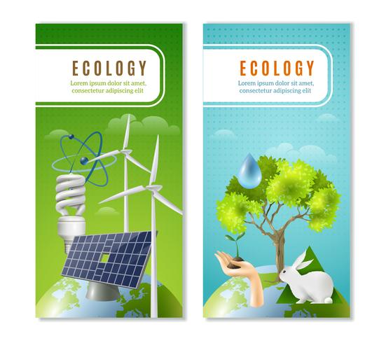 Ecology Green Energy 2 Vertical Banners  vector