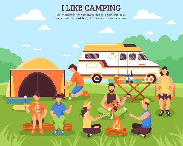 Me gusta la composición de camping vector