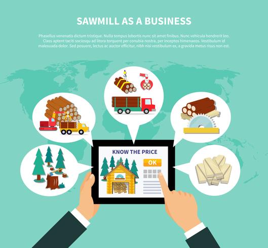Sawmill As A Business Composition vector