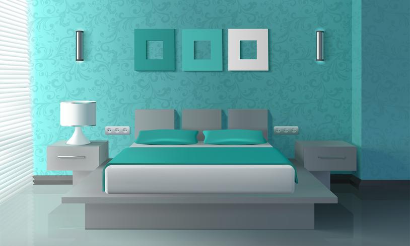Interior de dormitorio moderno vector