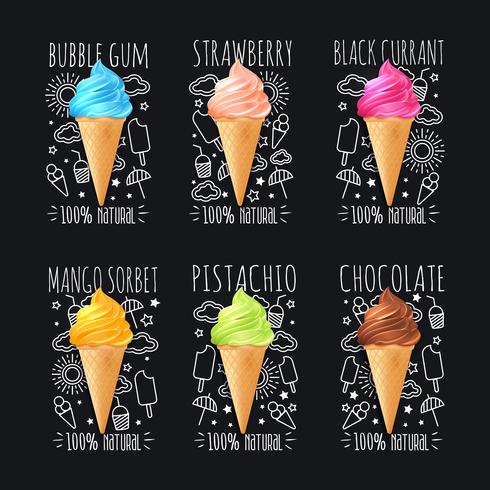 Ice Cream Chalkboard Set vector