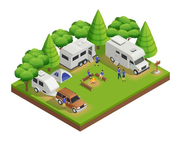 Recreational Vehicles Isometric Composition vector