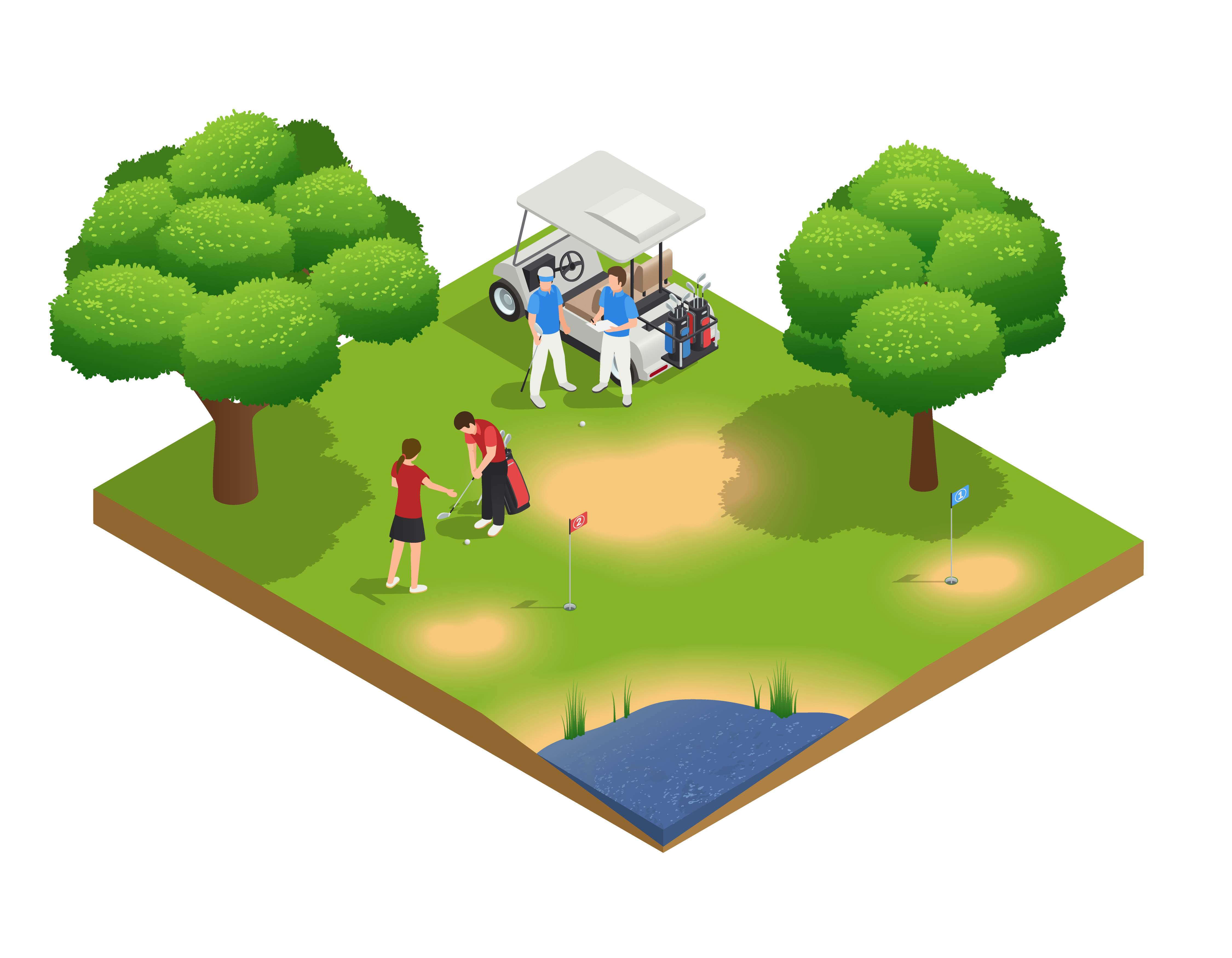 Download Green Golf Course Isometric Top View Composition 482579 ...