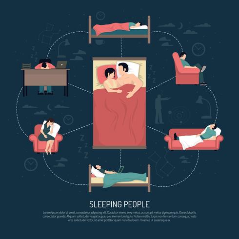 Vector Illustration Of Sleeping People