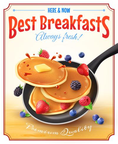 Cartel del anuncio del vintage de los mejores desayunos vector