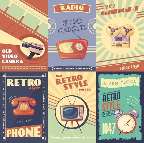 Dibujos animados retro de los artilugios posters vector