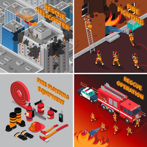 Fireman Isometric Concept vector