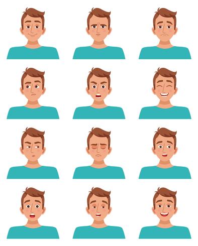 Male Facial Expressions Set vector
