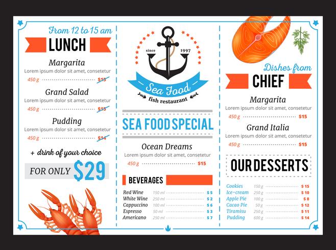 Sta Food Restaurant Menu Template Design vector