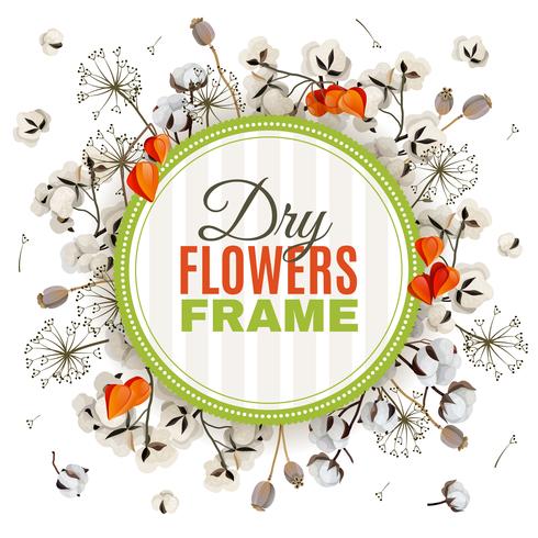 Floristic Background With Dry Flowers Frame vector