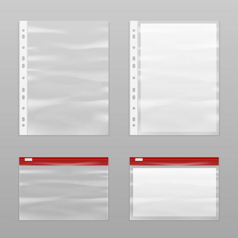 Papel lleno y bolsas de plástico vacías Icon Set vector