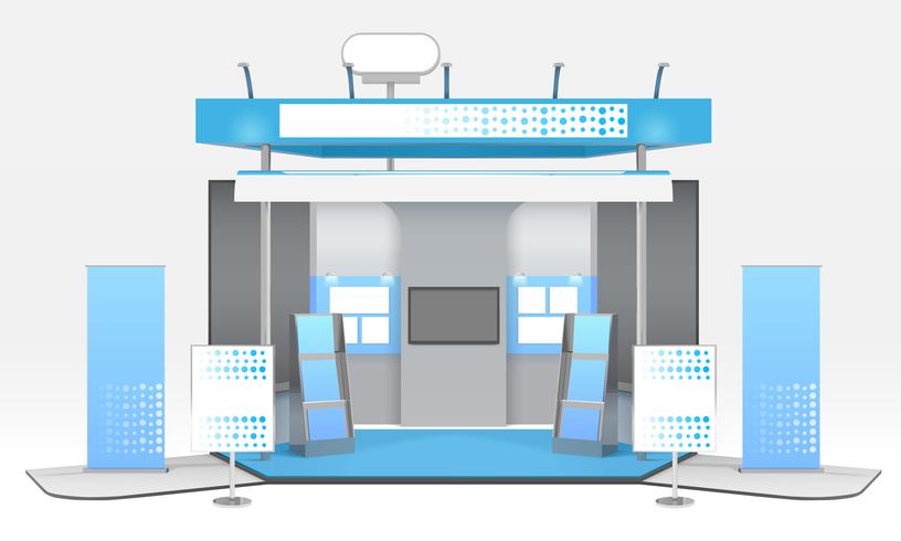 Realistic Advertising Exhibit Booth Composition vector