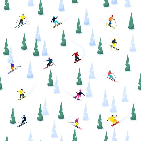 Ski Hill Seamless Pattern vector