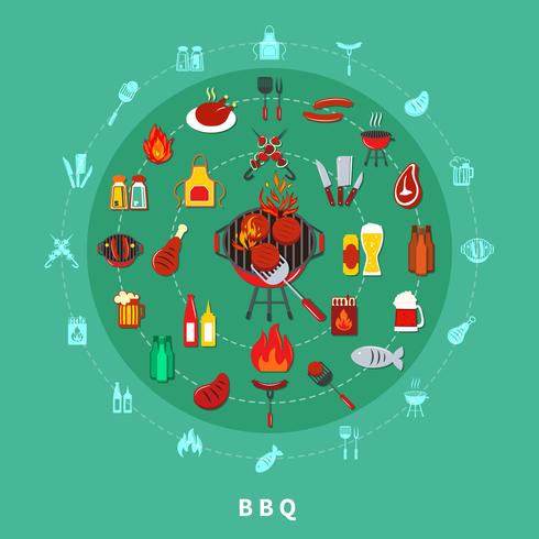 Círculo de barbacoa de composición vector