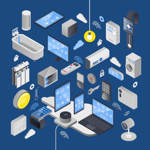 IOT Internet de las cosas composición isométrica vector