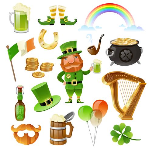 Conjunto de elementos del día de San Patricio vector