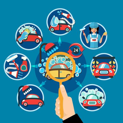 Car Wash Magnifier Concept vector