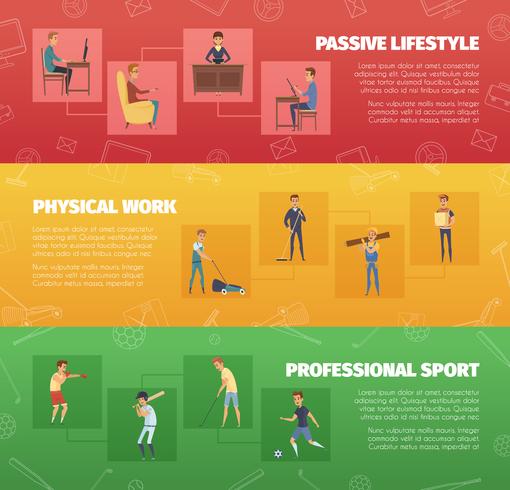 Physical Activity Banners Set vector