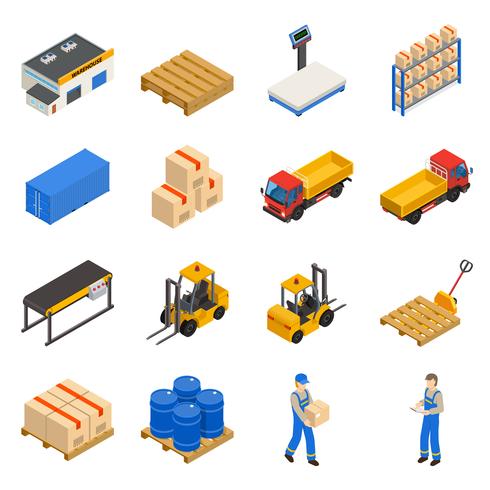 Warehouse Isometric Decorative Icons Set vector