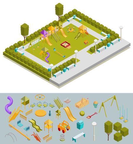 Colored Isometric Playground Composition vector