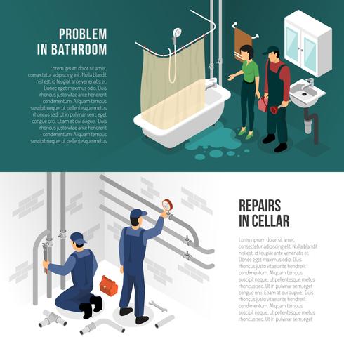 Plumber Pipeline Repair Banners vector