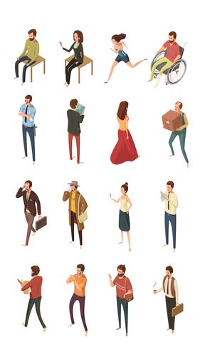 Conjunto de iconos isométricos de personas vector