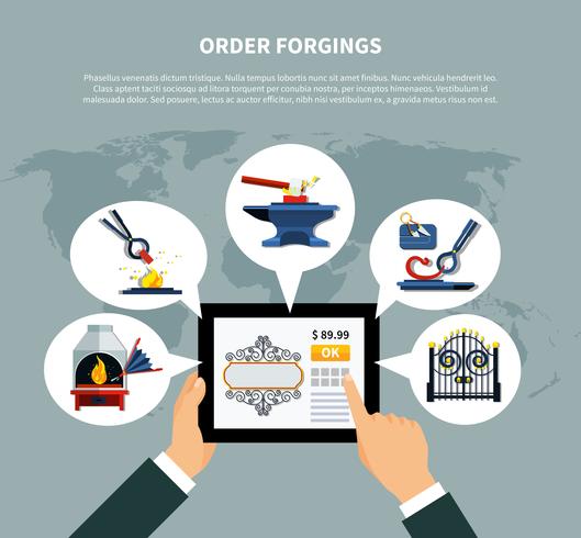Ordering Forged Products Online vector