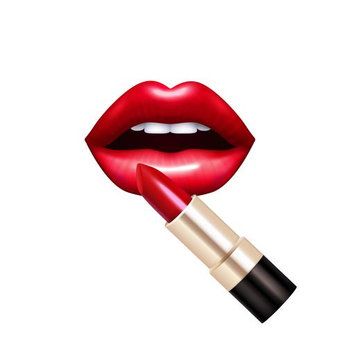 Lips And Lipstick Realistic Set vector