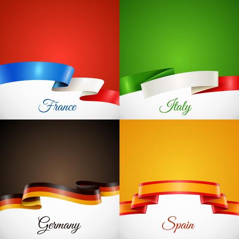 Flag Design Ribbon Concept Icons Set vector