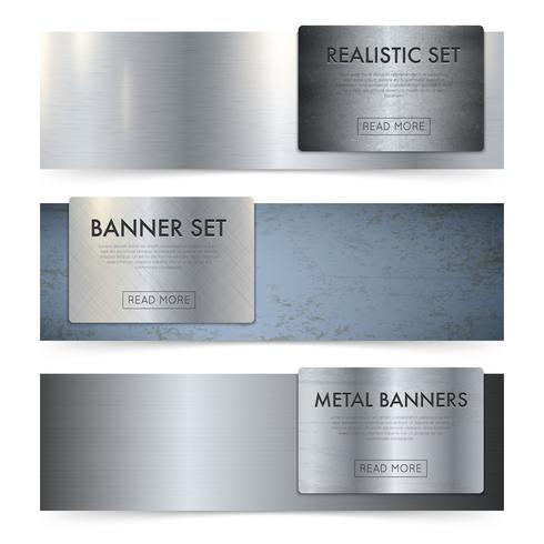 Metal Sheets Texture Realistic Banners Set  vector