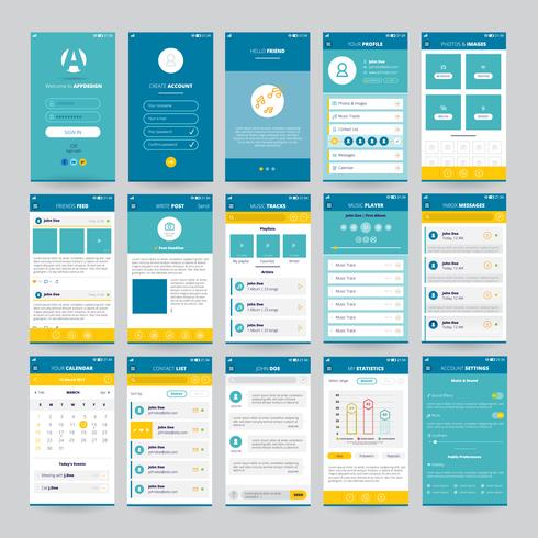 Mobile Screens With UI Set vector
