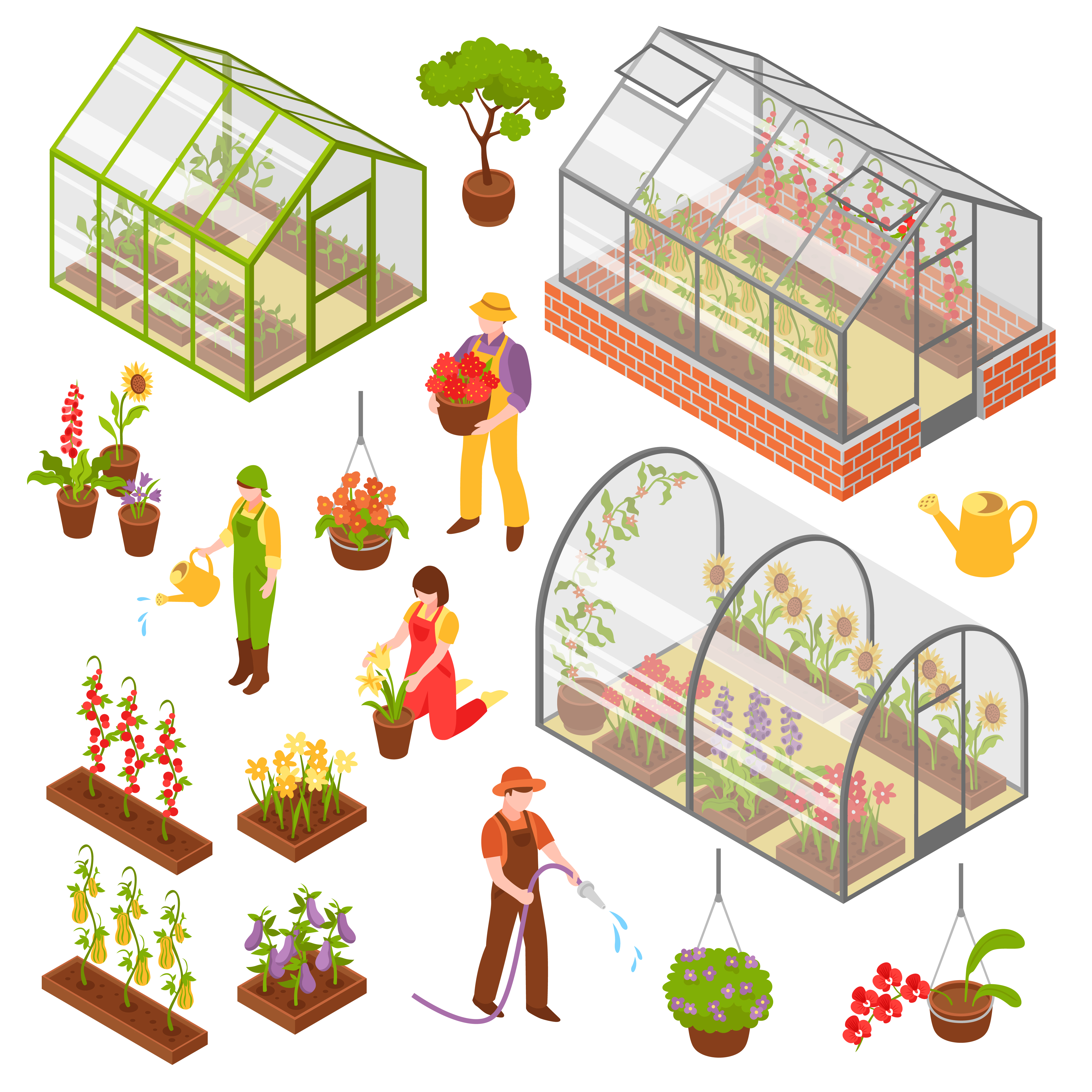 Download Isometric 3d Greenhouse Icon Set - Download Free Vectors ...