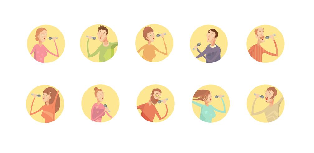 Karaoke Round Icon Set vector