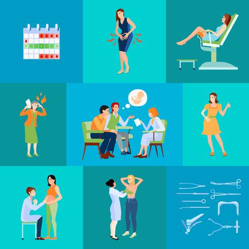 Gynecologist Flat Composition vector