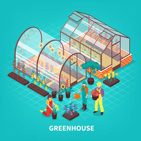 Greenhouse Isometric Composition vector