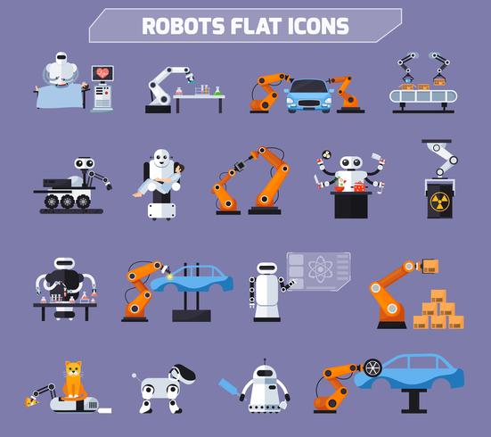 Robots Icons Set vector