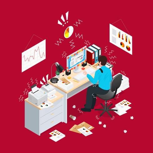 Deadline Office Isometric Composition vector